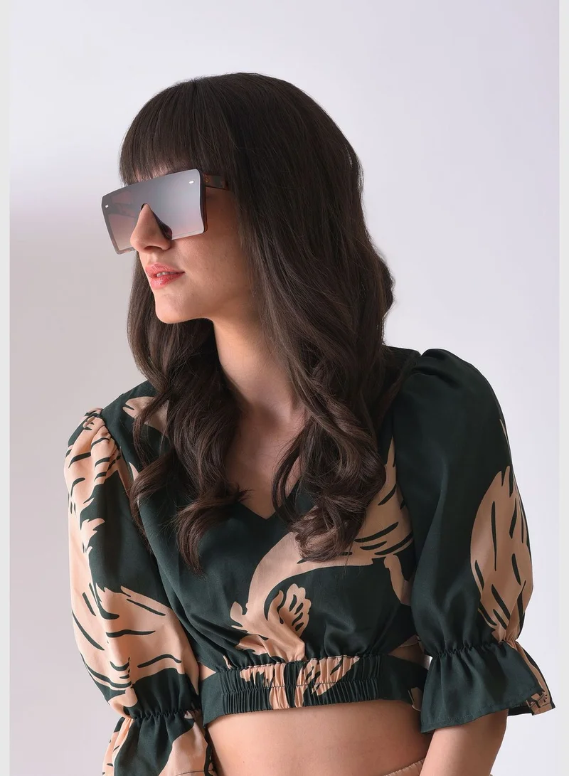 Haute Sauce Women Brown Lens Brown Oversized Sunglasses