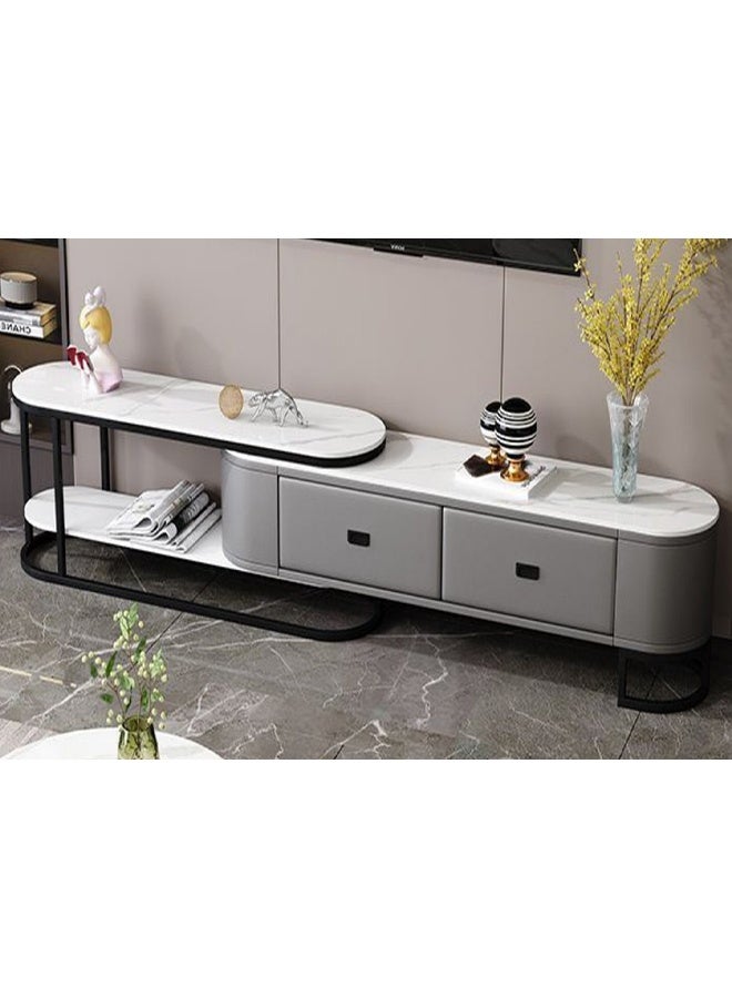 NKX Modern living room New walnut color luxury TV cabinet with four drawers combination light luxury simple rock 260cm White&Grey&Black - Image 1