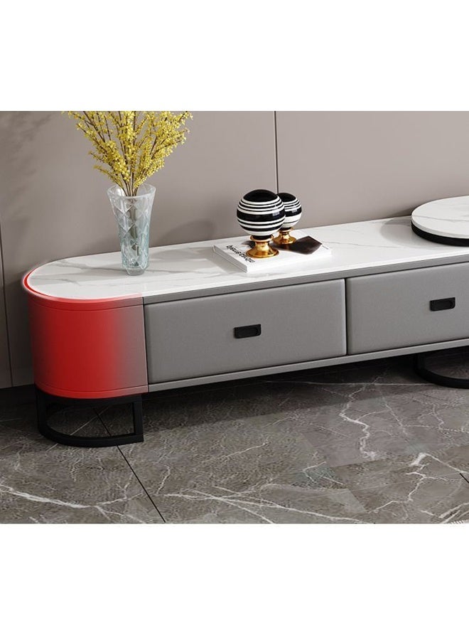 NKX Modern living room New walnut color luxury TV cabinet with four drawers combination light luxury simple rock 260cm White&Grey&Black - Image 3