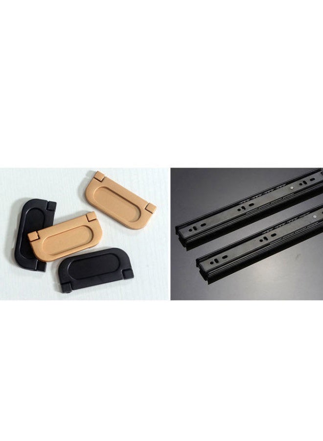 NKX Modern living room New walnut color luxury TV cabinet with four drawers combination light luxury simple rock 260cm White&Grey&Black - Image 4