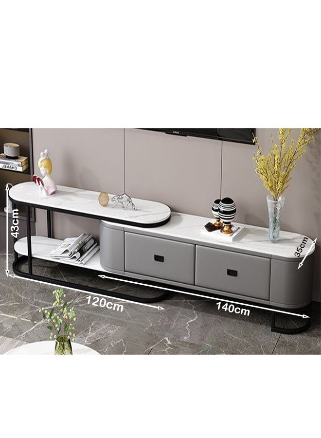NKX Modern living room New walnut color luxury TV cabinet with four drawers combination light luxury simple rock 260cm White&Grey&Black - Image 5