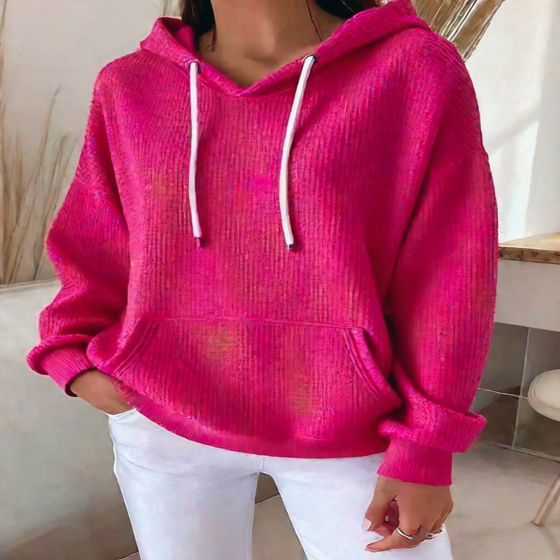 Women's Waffle Knit Hoodie Pullover Long Sleeve Casual Sweatshirt - Image 1
