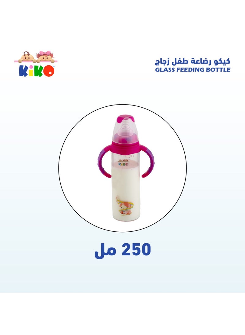 Kiko - Glass Feeding Bottle With Handle 240 Ml-Blue - Image 1