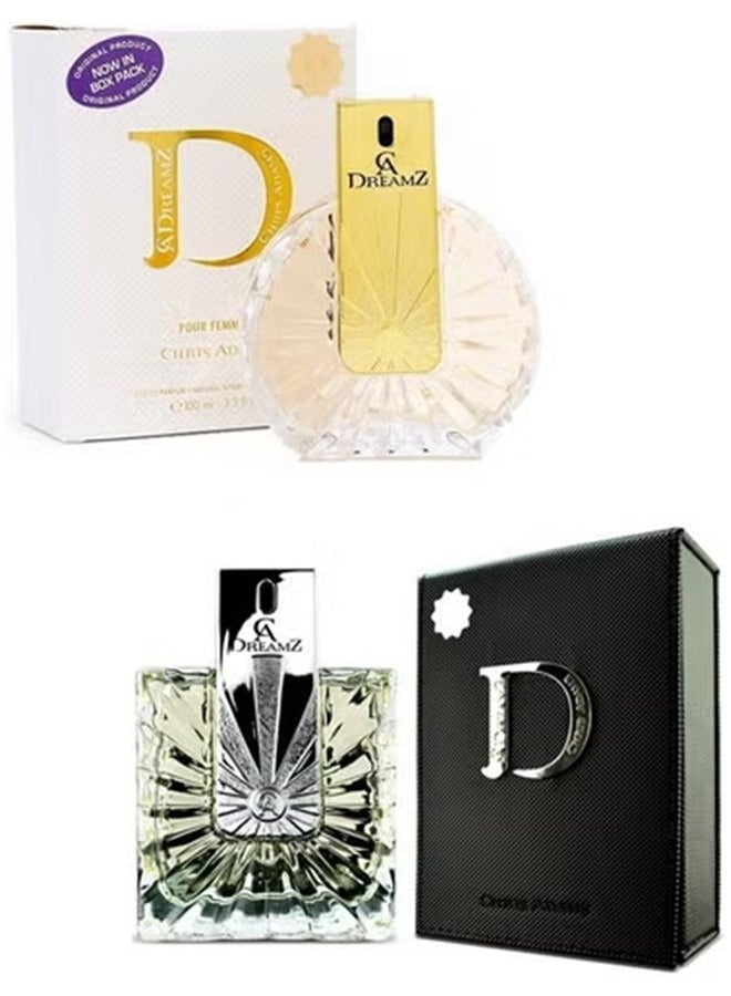 Chris Adams Dreamz Black and White Combo Perfume Set Long-Lasting Luxury Fragrance Duo for Men and Women - Image 1