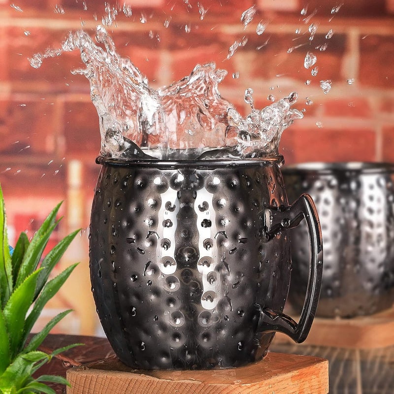 LINALL Moscow Mule Mugs- Set of 6 Gunmetal Black Plated 18oz Stainless Steel Mug Double Jigger Chilled Drink Cocktail Mug (6pcs) - Image 3