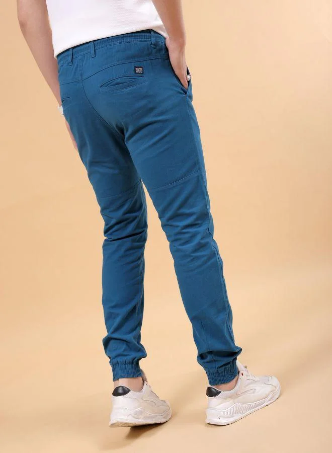 The Indian Garage Co Men Slim Fit Solid Mid-Rise Elasticated Linen Jogger Trouser