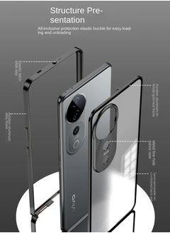 General Case Compatible with VIVO V40 Pro, Magnetic Metal Frame+Matte Translucent Tempered Glass Back, Non Slip Shockproof Case with Camera Protector  - Image 3