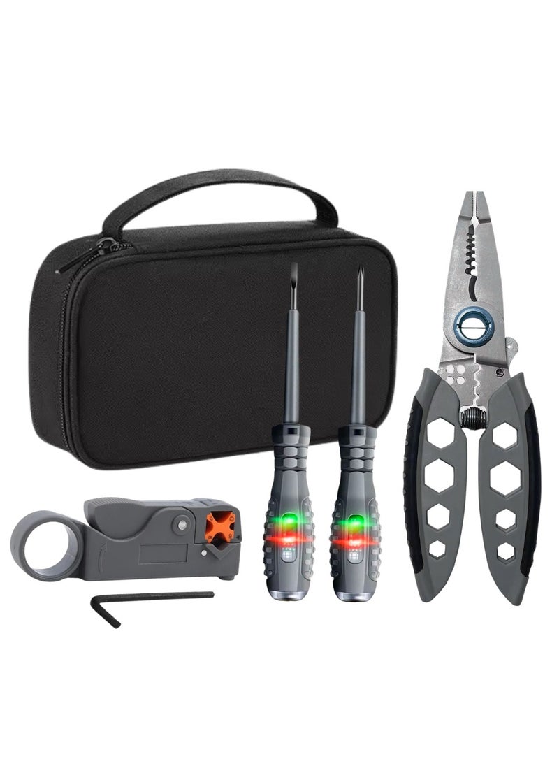 WUNEDRSCHÖN | 5 Piece Electrician Tool Set Multifunctional Wire Stripper-Cutter , Mini Wire Stripper and Allen Key, Two Tester Screwdrivers (5) - pzsku/Z42A59CD2E28E0CBB9E53Z/45/_/1738576222/26ea2065-faed-4472-9661-1b9a2c7319e8