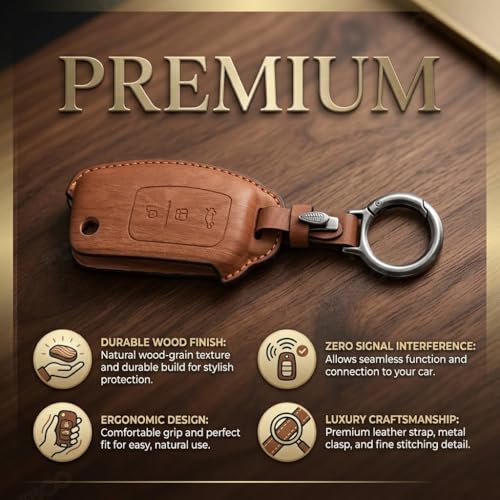 Coll of Fest Wooden PU Leather Key Cover Compatible with Ford Fiesta Figo Old Ecosport Flip Key 3 Button Smart Key Stylish Wooden Texture & Durable Premium PU Leather Protection - Image 4