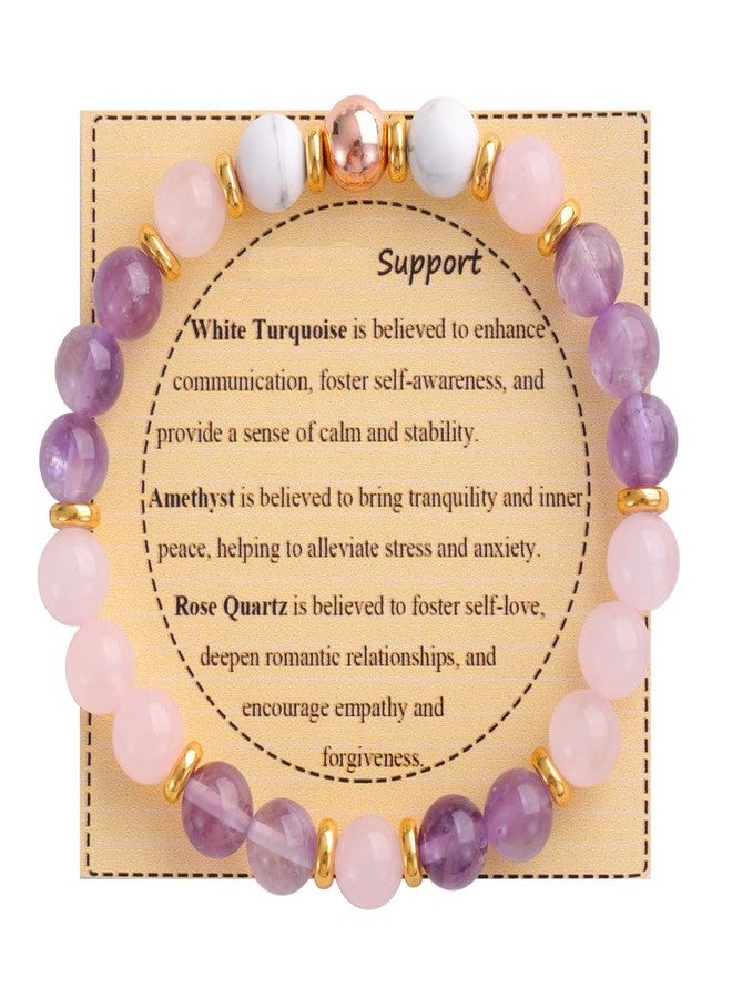 KSQS Healing Stone Bead Bracelet for Women, Natural Gemstones Balance Protection Bracelet, Spiritual Crystal Beads Bracelet Anxiety Relief with Meaning Card(#42) - Image 1