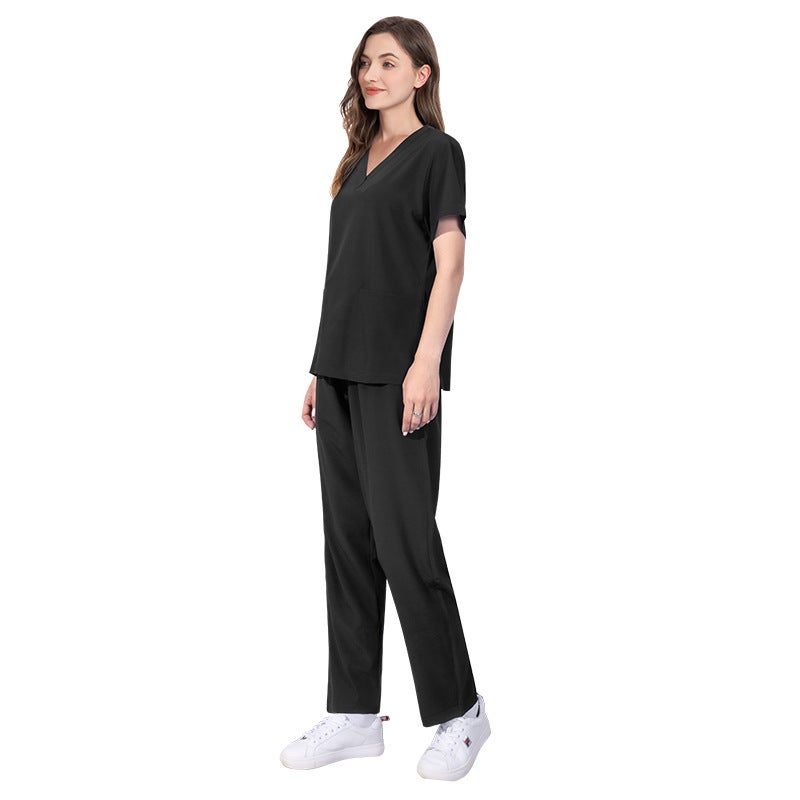 Elastic Quick-dry Scrub Set V-Neck Medical Nurse Uniform 42021 purple  - Image 3