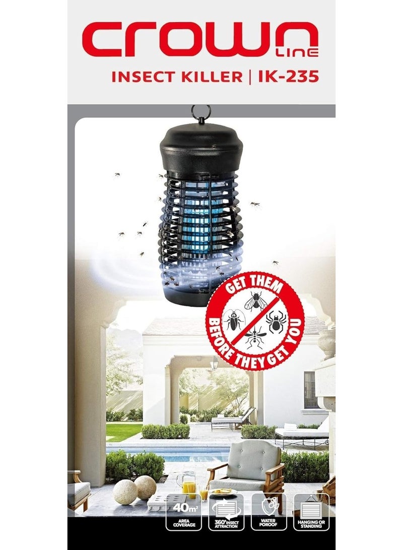 كراون لاين جهاز كراونلاين Ik-235 الكهربائي لقتل الحشرات، 220-240 فولت، 50/60 هرتز، الفئة الثانية، 18 واط، أسود - Image 2