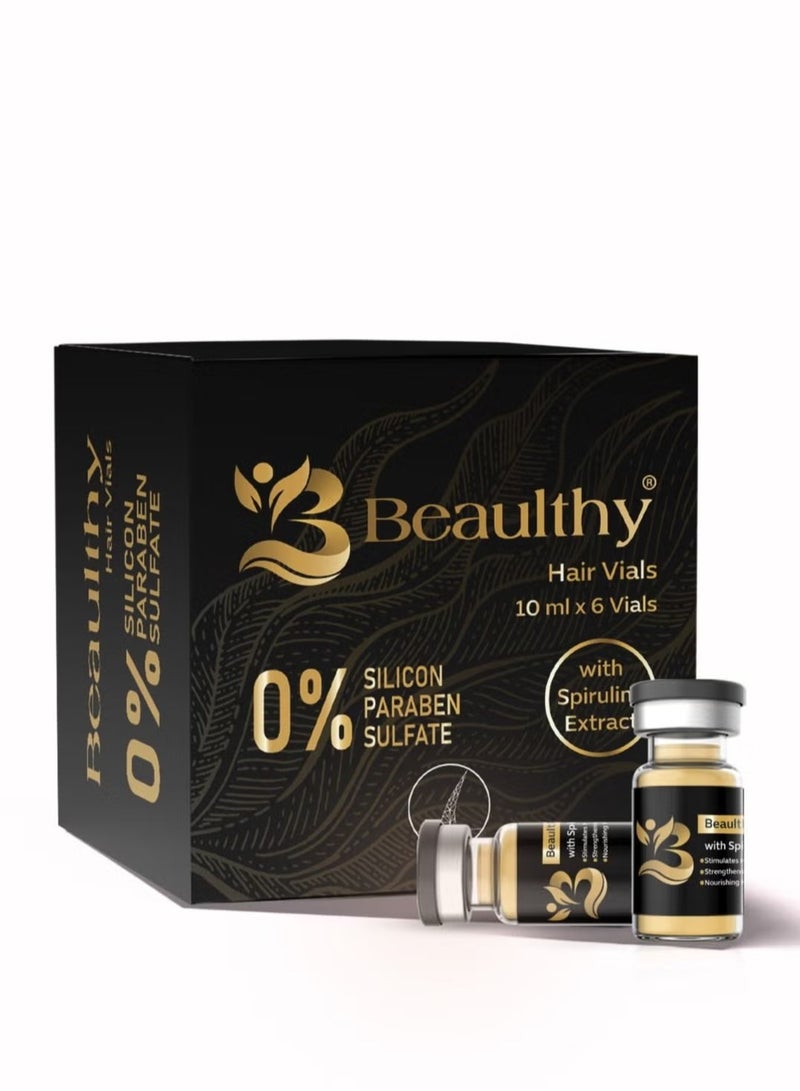 Beaulthy Hair Vials with Spirulina Extract - 60ml (6 Vials) - Image 1