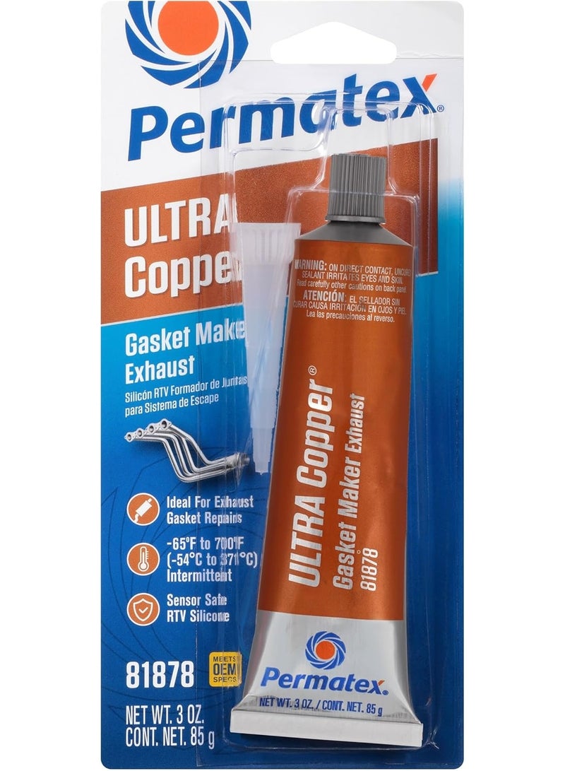 Permatex Permatex 81878 Ultra Copper Maximum Temperature RTV Silicone Gasket Maker, 3 oz. Tube 