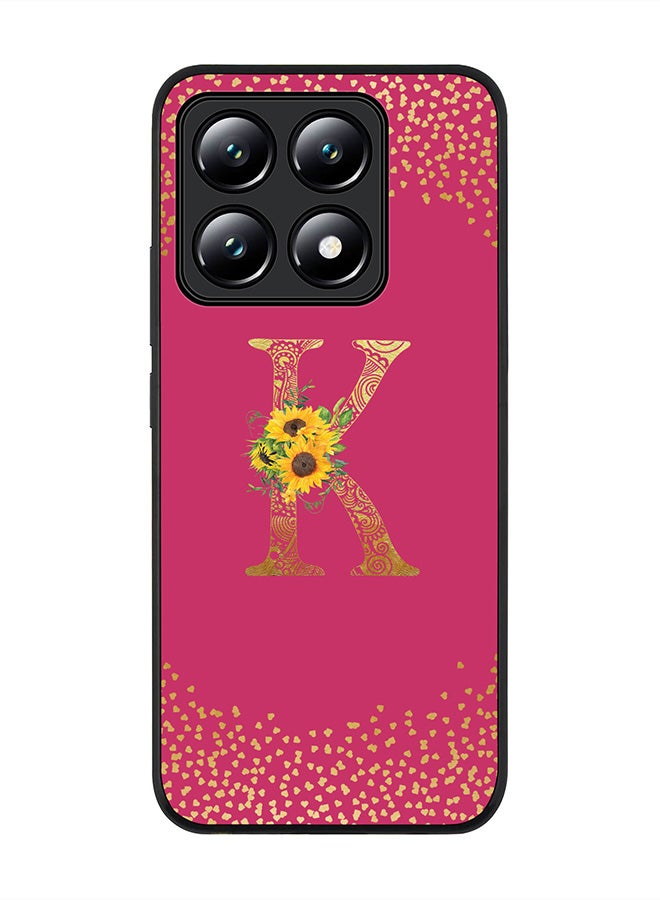 Stylizedd For Xiaomi 14T Case,Slim fit Camera Protection, Shockproof Thin Phone cover - Custom Floral Monogram - K ( Deep Pink ) - Image 1