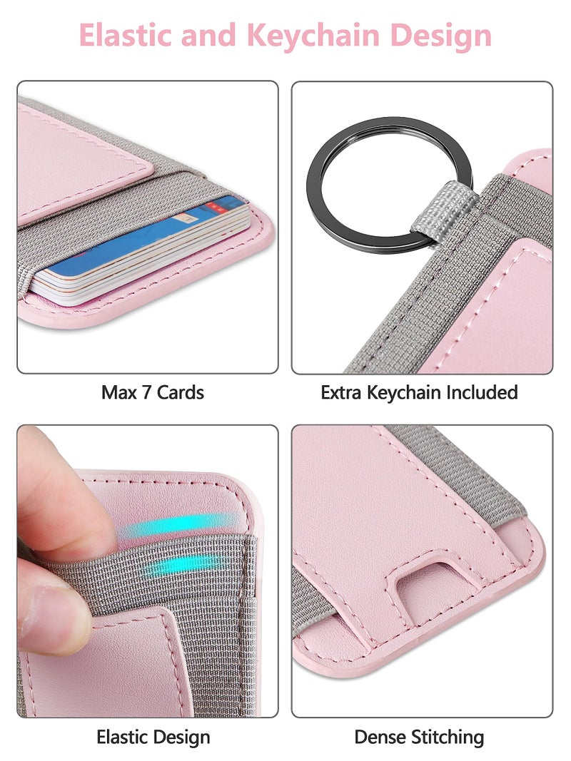 ExtreLife For Magsafe Wallet, Strongest Magnetic Wallet for iPhone 17/16/15/14/13/12 Series, for Magsafe Card Holder with 2 Card Slots, Magnetic Card Holder, RFID Blocking, Vegan Leather, Fit 7 Cards, Pink - Image 3