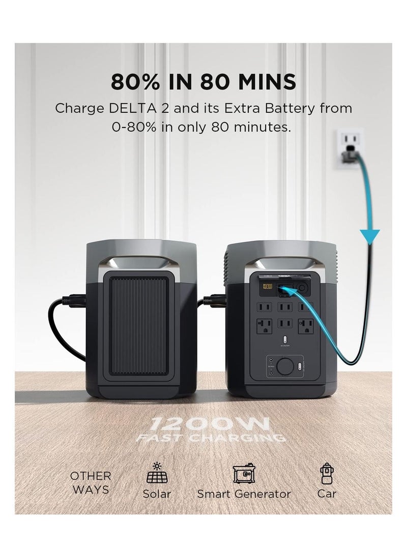 إيكو فلو - بطارية إضافية لمحطة الطاقة EF ECOFLOW DELTA 2، بطارية LiFePO4 (LFP) بقدرة 2048 وات في الساعة، متوافقة مع مولدات DELTA 2، وDELTA Max 2000، وDELTA 2 Max الخارجية - Image 1