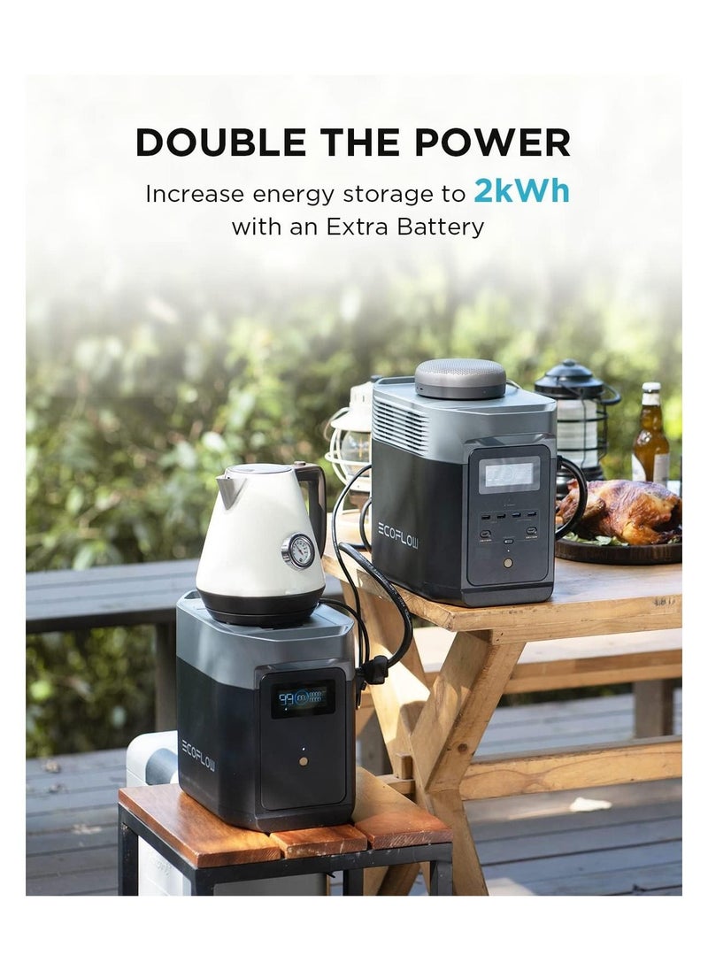 إيكو فلو - بطارية إضافية لمحطة الطاقة EF ECOFLOW DELTA 2، بطارية LiFePO4 (LFP) بقدرة 2048 وات في الساعة، متوافقة مع مولدات DELTA 2، وDELTA Max 2000، وDELTA 2 Max الخارجية - Image 1