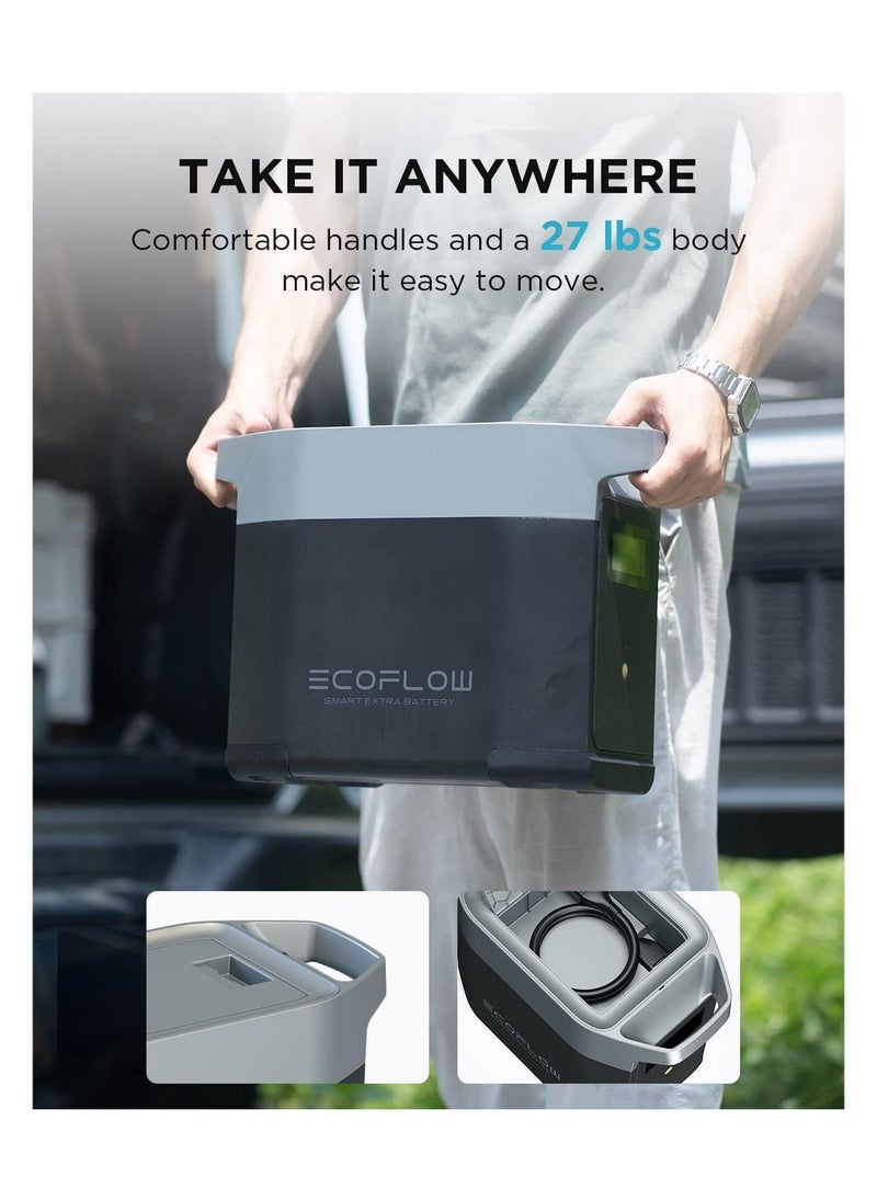 إيكو فلو - بطارية إضافية لمحطة الطاقة EF ECOFLOW DELTA 2، بطارية LiFePO4 (LFP) بقدرة 2048 وات في الساعة، متوافقة مع مولدات DELTA 2، وDELTA Max 2000، وDELTA 2 Max الخارجية - Image 1
