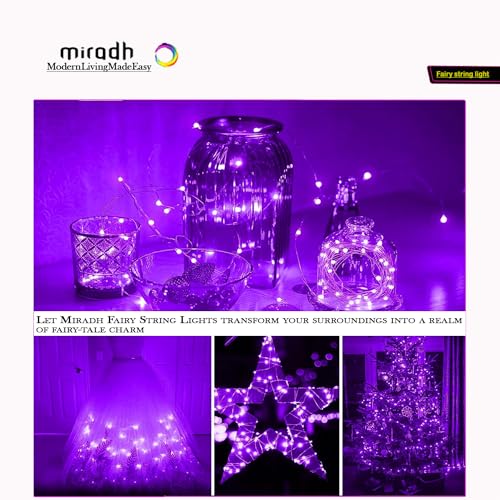 MIRADH 10 Feet 30 Led Fairy Lights Battery Powered Waterproof Copper Wire Twinkle String Lights -Purple (Still) - Image 3