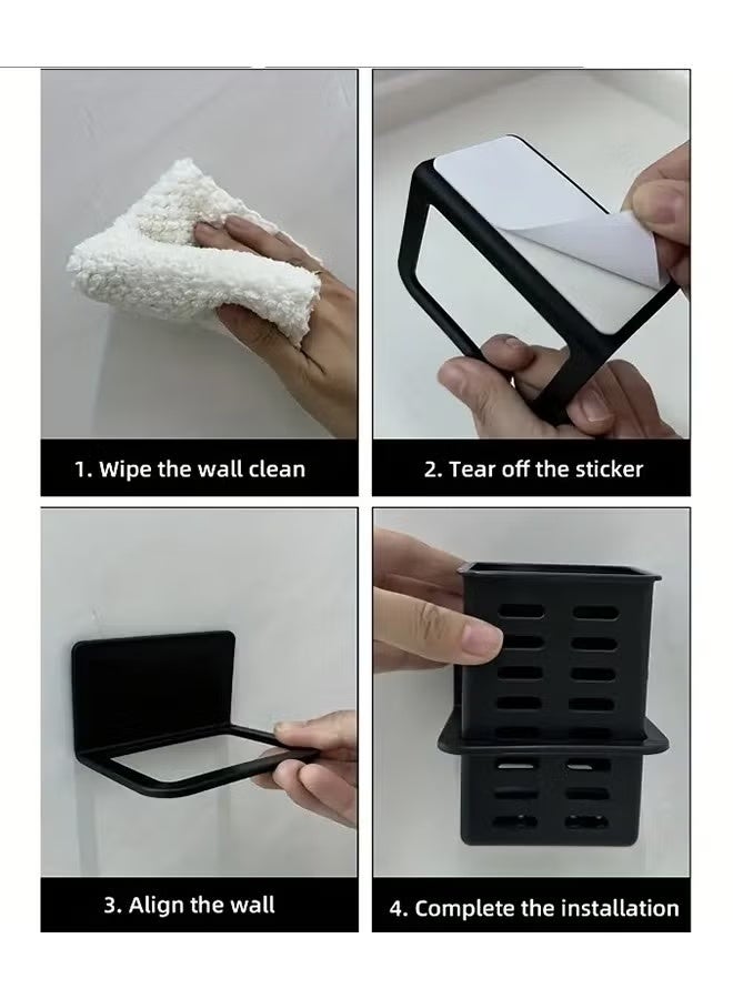 2-Piece Wall Mounted Toothbrush and Toothpaste Holder, for a Comb or Razor and Shower Gel (No Drilling Required) - Image 5