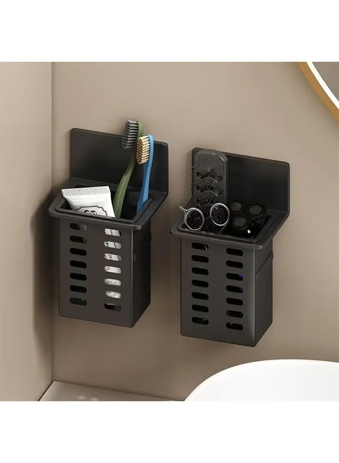 2-Piece Wall Mounted Toothbrush and Toothpaste Holder, for a Comb or Razor and Shower Gel (No Drilling Required) - Image 1