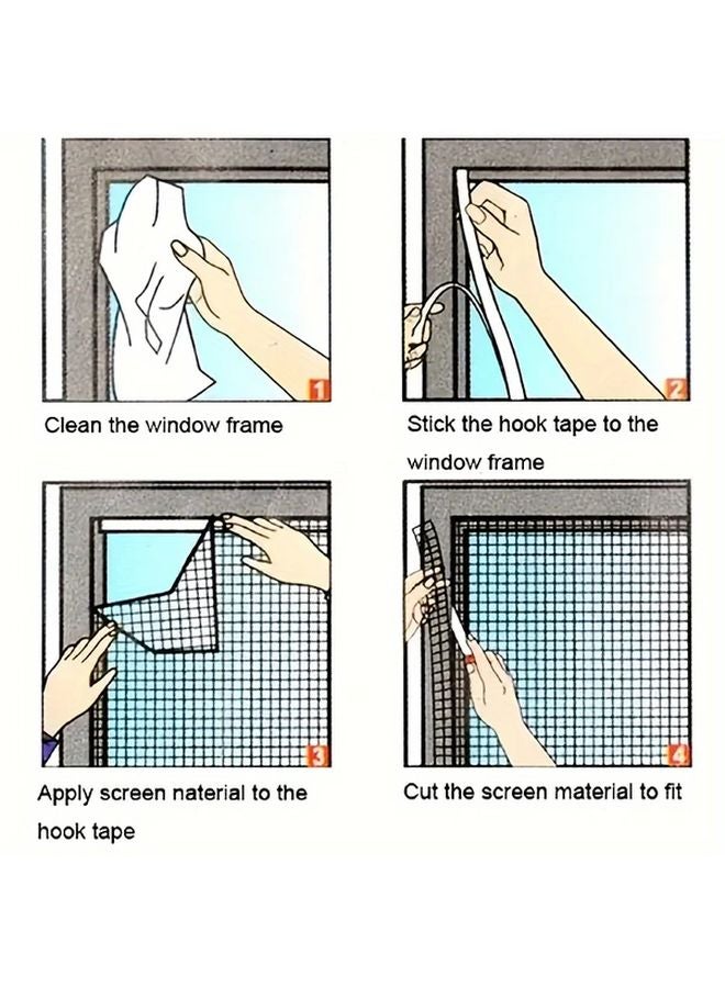Black Mosquito Net Window Self Adhesive Easy Install Cuttable Mesh Kit - Image 5