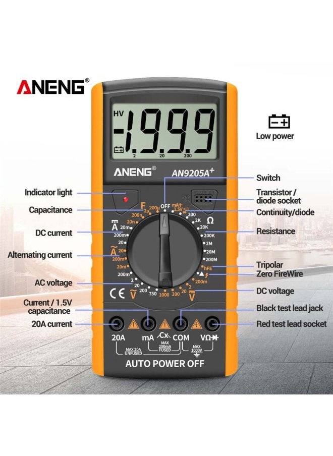 NIBEMINENT Digital Multimeter With LCD Display Grey/Yellow 9x18.2x3.5cm  - Image 2
