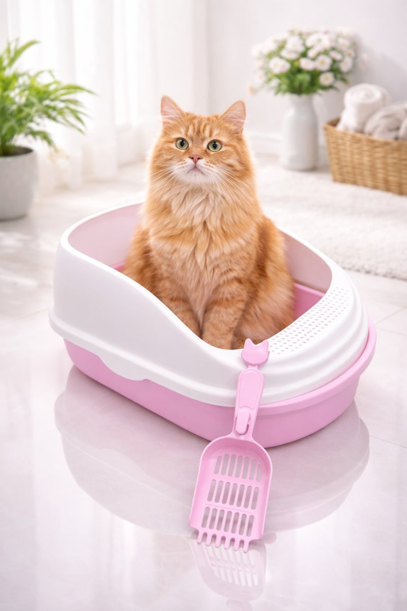 vsell24 Cat Litter Box with Scoop – Deep, Easy-Clean Tray– 56×39×26cm - Image 2