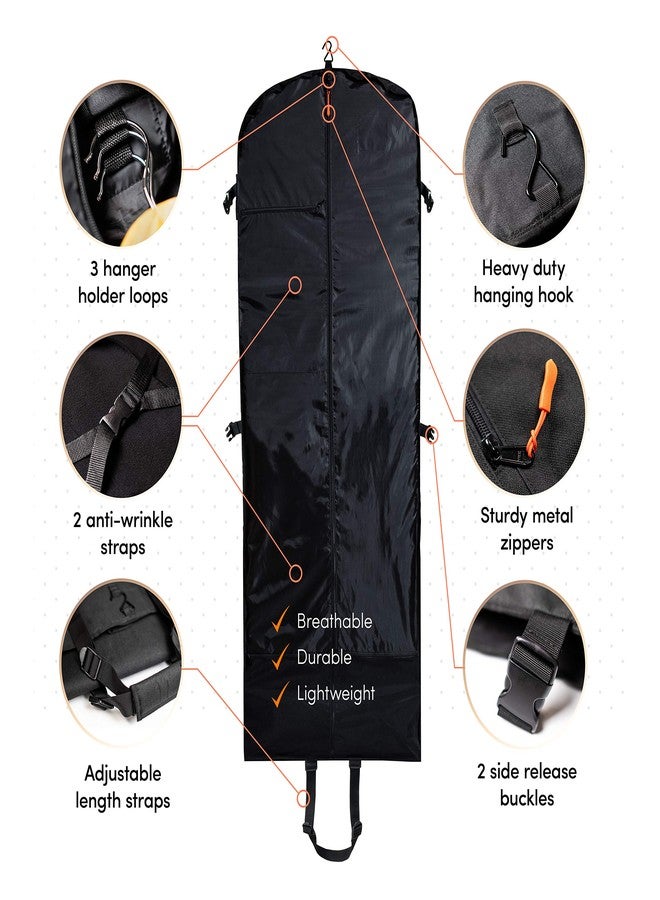 SAY HO UM Trifold 66 Inch Women Travel Garment Bag With 7 pockets | Extra Long Wedding Dress, Formal, Evening, Ball Gown | Hanging, Breathable, Foldable | Full Length Traveling Clothes Carry On - Image 3