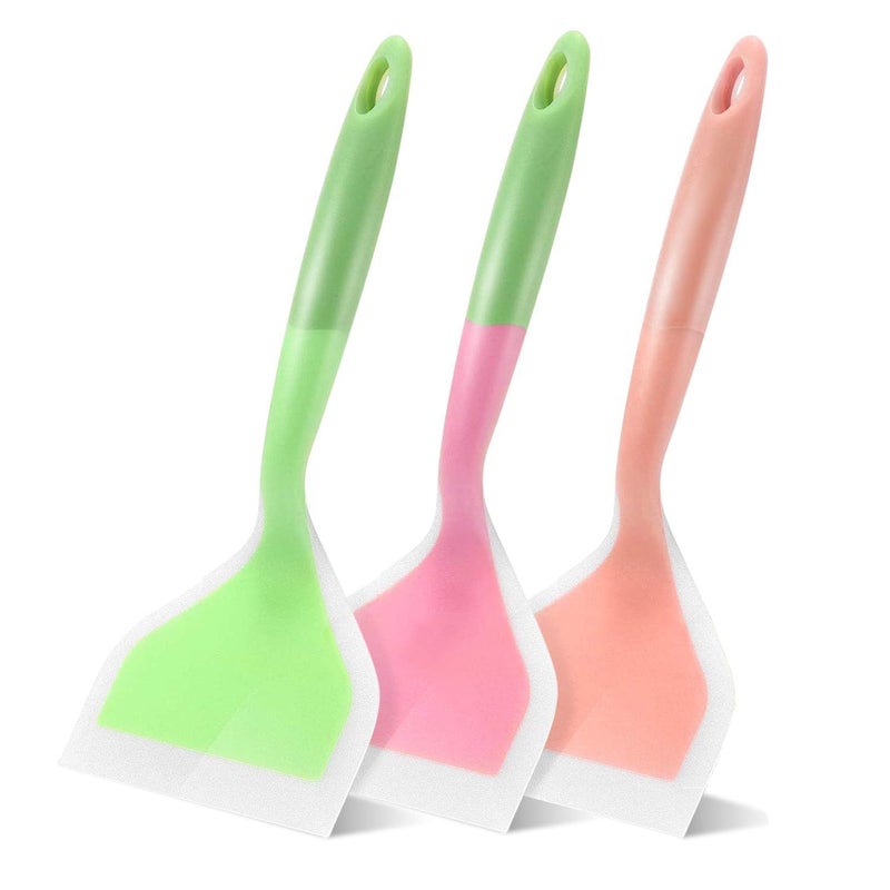 Sugalsu Silicone Fish Spatula Large Versatile Slotted Flipper Turner Heat ResistantNonStick Egg Turner Kitchen Cooking Cookwares for Steak Meat Eggs Pancake OmeletsPack of 3 Random - Image 1