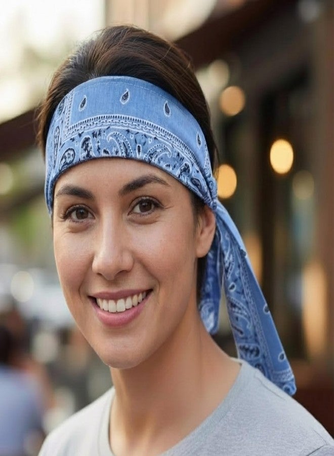 Future Tabs Sweat Sweatband Headband Men, Ninja Headbands, Sports Head Tie, Mens Paisley Headband Long Hair, Athletic Head Band Blue - Image 3