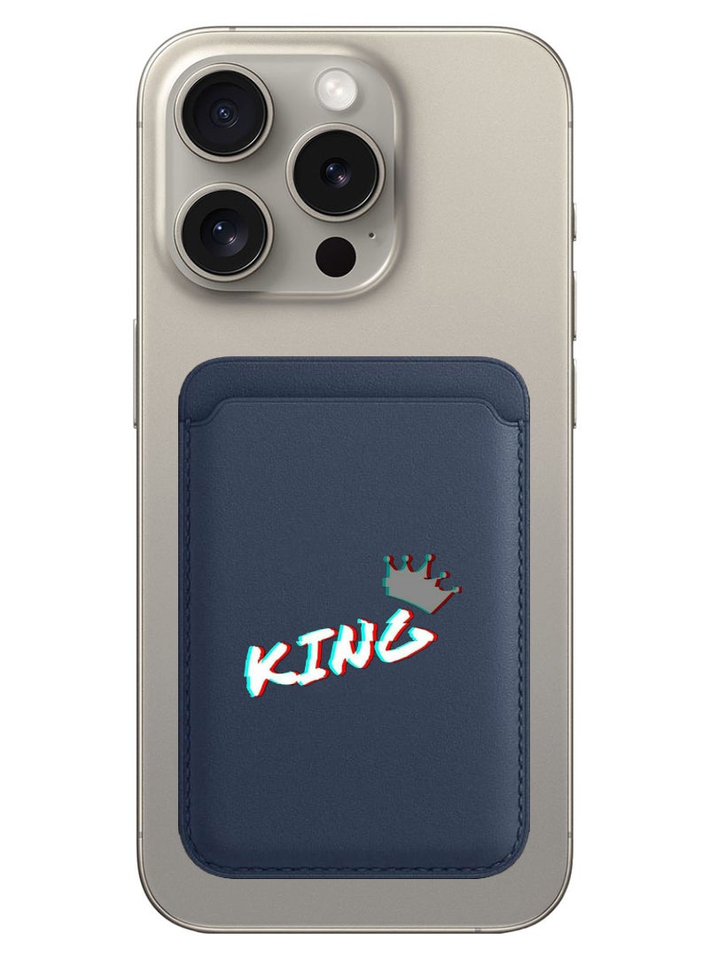 Theodor Magnetic Wallet, Compatible with MagSafe Wallet, for iPhone Wallet, for iPhone 16/15/14/13/12 Series, Not for iPhone 13/12 mini, 3 Card Holder, Vegan Leather, Navy - King - Image 1