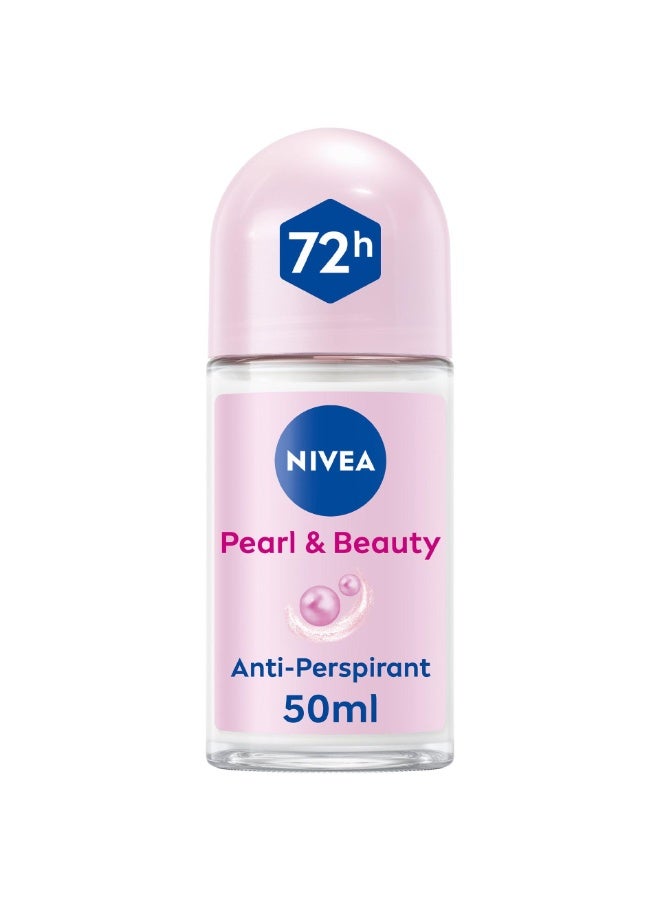 NIVEA Pearl & Beauty Antiperspirant Deodorant for Women 72H Active, Roll-on 50ml - Image 3
