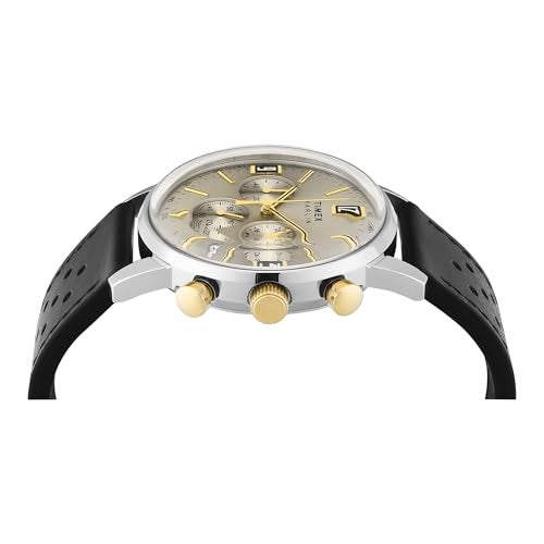 TIMEX Marlin Analog Watch for Man with Beige Round Dial & Black Leather Strap Band Water Resistant Men's Wrist Watches - TWEG26705 - Image 4