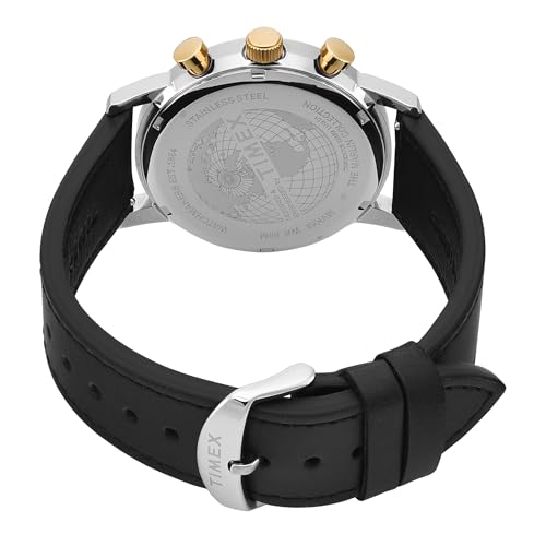 TIMEX Marlin Analog Watch for Man with Beige Round Dial & Black Leather Strap Band Water Resistant Men's Wrist Watches - TWEG26705 - Image 5
