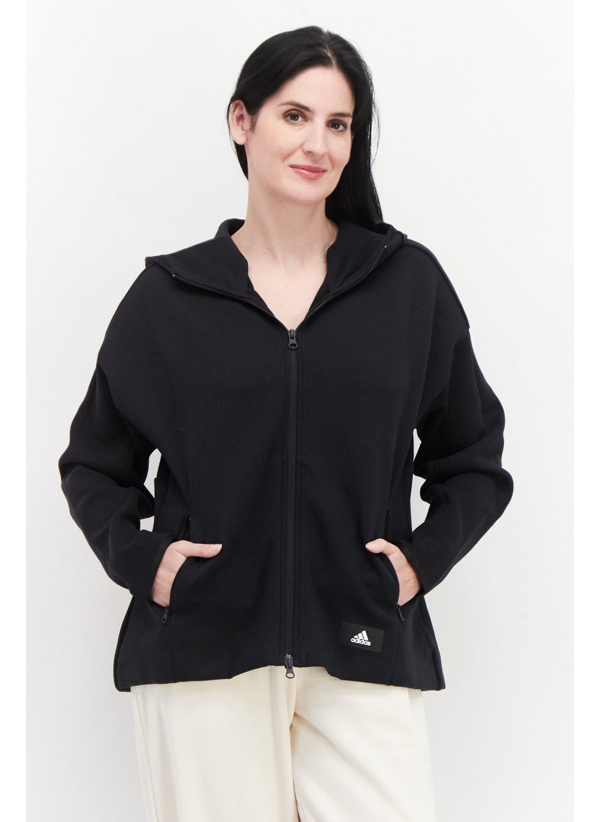 Adidas - Women Plus Size Long Sleeves Walking Sweatshirts, Black - Image 1