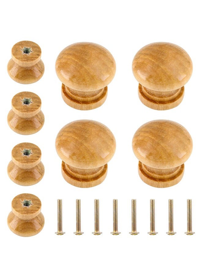 Luomorgo 8 Pcs Natural Wood Dresser Knobs, Round Wooden Cabinet Knobs, Mushroom Drawer Knobs Pulls for Cabinets, Cupboard (1" Diameter, 7/8" Height) - Image 1