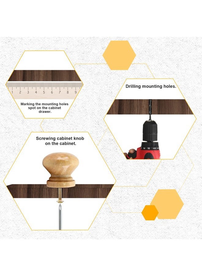 Luomorgo 8 Pcs Natural Wood Dresser Knobs, Round Wooden Cabinet Knobs, Mushroom Drawer Knobs Pulls for Cabinets, Cupboard (1" Diameter, 7/8" Height) - Image 5