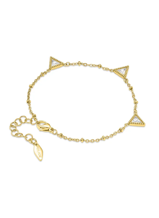 POLICE Trillian Gold-Plated Bracelet for Women Triangular Crystal-Embedded Charms with Chain