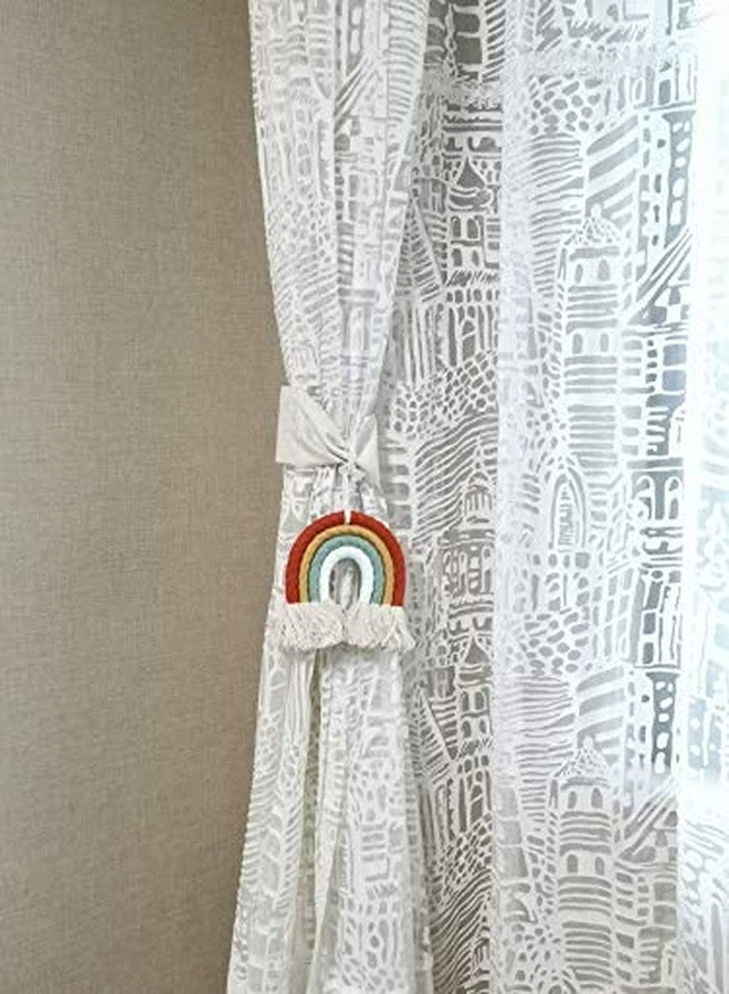 ZWA Handmade Macrame Rainbow Wall Decor for Nursery Kids Room Home Decor - Image 3