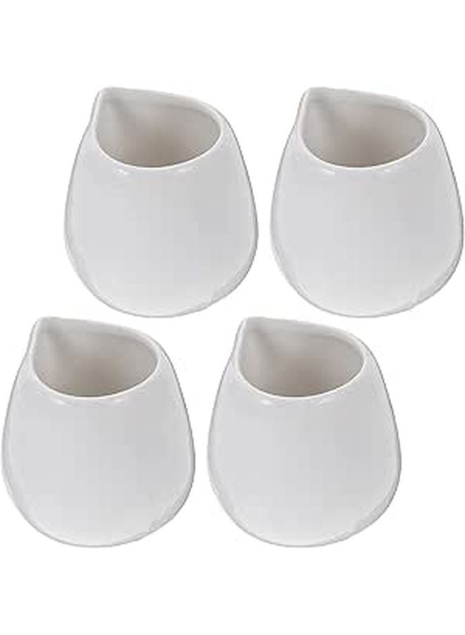 White Ceramic Creamer Pitcher Set 4pcs 90ml Small Milk Jug Coffee Sauce Container - Image 1