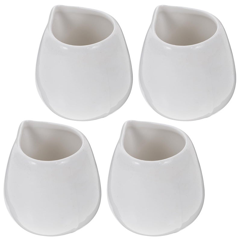 White Ceramic Creamer Pitcher Set 4pcs 90ml Small Milk Jug Coffee Sauce Container - Image 2