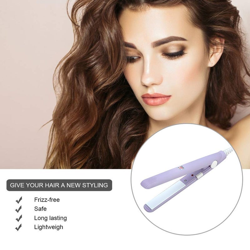 Ejoyous Mini Hair Straightener  Travel Size Straightening Iron Small Lightweight Portable Flat Iron Heating Curler Ceramic Tourmaline Plate Beauty Quick & Easy Hair Styling for Women Men  - Image 2