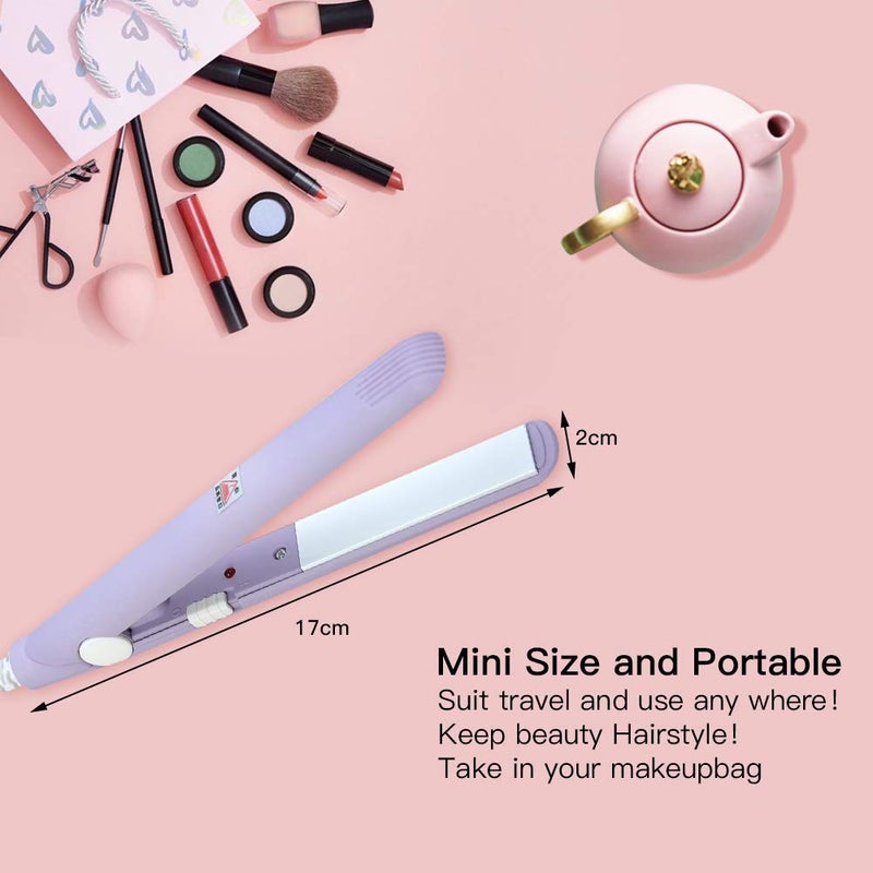Ejoyous Mini Hair Straightener  Travel Size Straightening Iron Small Lightweight Portable Flat Iron Heating Curler Ceramic Tourmaline Plate Beauty Quick & Easy Hair Styling for Women Men  - Image 3