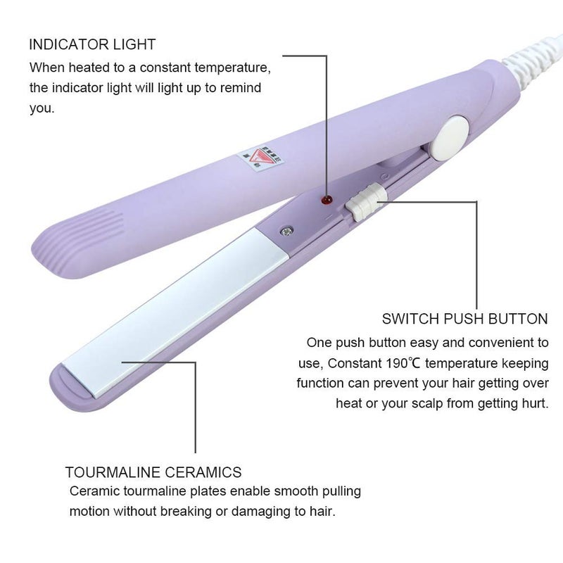 Ejoyous Mini Hair Straightener  Travel Size Straightening Iron Small Lightweight Portable Flat Iron Heating Curler Ceramic Tourmaline Plate Beauty Quick & Easy Hair Styling for Women Men  - Image 5