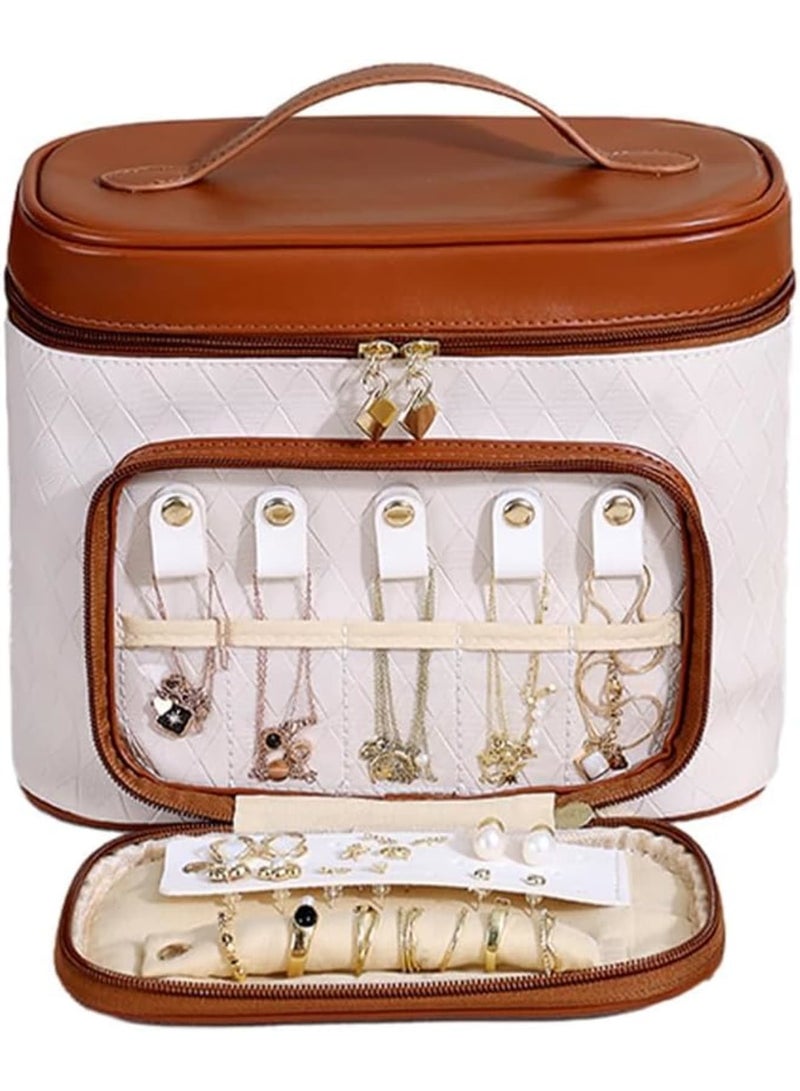 SOLARAE Makeup Bag, Jewelry Bag, 2 In 1 Travel Makeup Organizer, Medium Makeup Organizer Case,Make up Brushes Toiletry Digital Accessories Bag, for Girls Traveling - Image 1