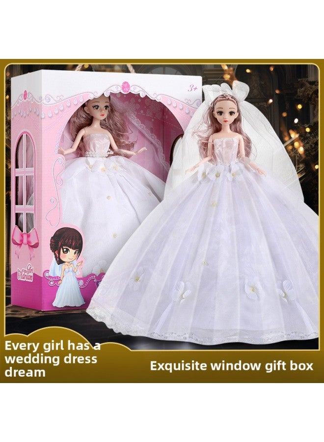 Style One Barbie Doll 60cm Long Trailing Wedding Princess Big Gift Box Children Girl Gift Toy-Color:White-Height:Trailing Length 60cm