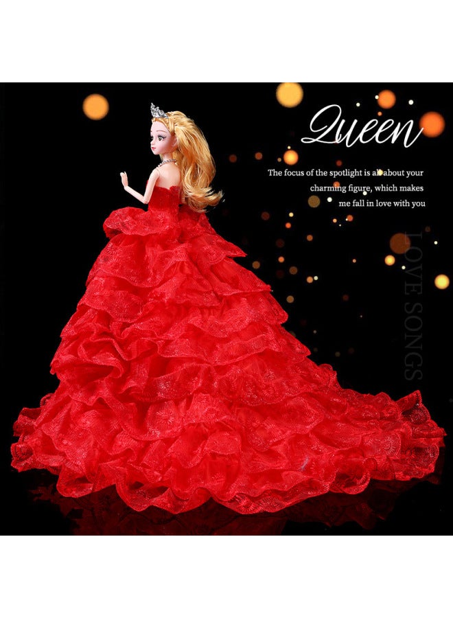 Style One Barbie Doll 60cm Long Trailing Wedding Princess Big Gift Box Children Girl Gift Toy-Color:White-Height:Trailing Length 60cm