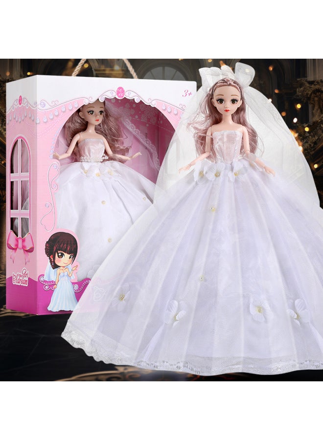 Style One Barbie Doll 60cm Long Trailing Wedding Princess Big Gift Box Children Girl Gift Toy-Color:White-Height:Trailing Length 60cm